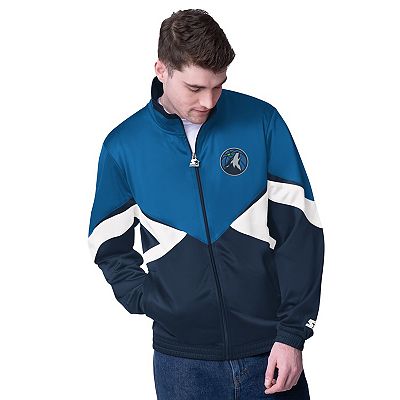 Men's Starter Blue Minnesota Timberwolves Rush Applique Full-Zip