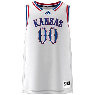 Men's adidas #00 White Kansas Jayhawks Swingman Jersey