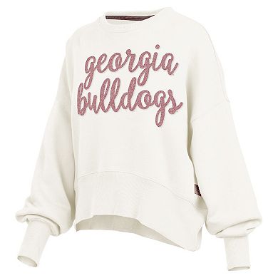 Women's Pressbox Cream Georgia Bulldogs Chelsea Oversized Pullover Sweatshirt