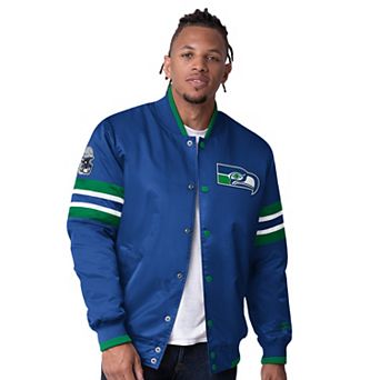 Men's Starter Royal Seattle Seahawks Vintage Logo Scout I Full-Snap Varsity Jacket
