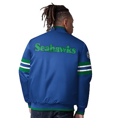 Men's Starter Royal Seattle Seahawks Vintage Logo Scout I Full-Snap Varsity Jacket