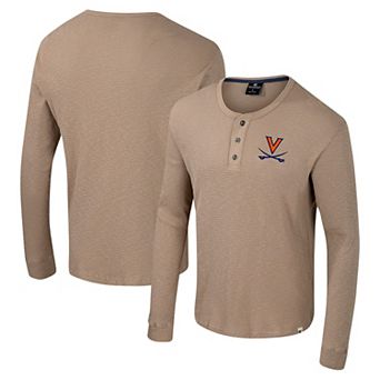 Men's Colosseum Tan Virginia Cavaliers Great Outdoors Henley Long Sleeve Shirt