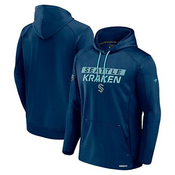 Men's Fanatics Navy Seattle Kraken Authentic Pro Rink Fleece Pullover Hoodie