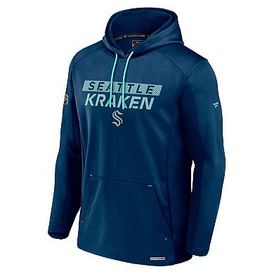 Men's Fanatics Navy Seattle Kraken Authentic Pro Rink Fleece Pullover Hoodie