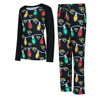 Women's Concepts Sport Black Jacksonville Jaguars Garland Knit Raglan Long Sleeve T-Shirt & Pants Set