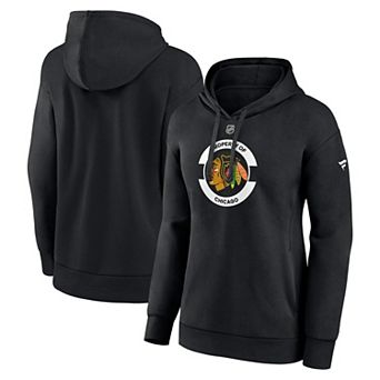 Women's Fanatics Black Chicago Blackhawks Authentic Pro Core Secondary Fleece Pullover Hoodie