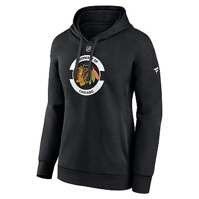 Women's Fanatics Black Chicago Blackhawks Authentic Pro Core Secondary Fleece Pullover Hoodie