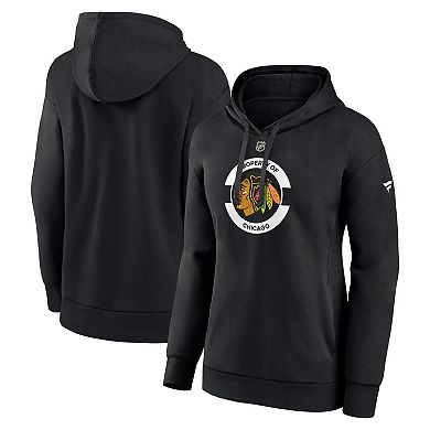 Women's Fanatics Black Chicago Blackhawks Authentic Pro Core Secondary Fleece Pullover Hoodie