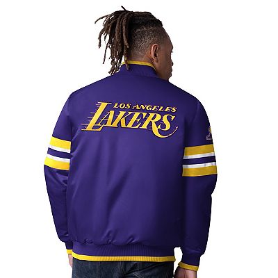 Men's Starter Purple Los Angeles Lakers Scout Varsity Satin Full