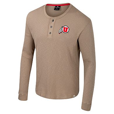 Men's Colosseum Tan Utah Utes Great Outdoors Henley Long Sleeve Shirt