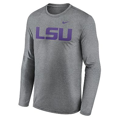Men's Nike Heather Gray LSU Tigers Primetime Primary Legend Long Sleeve T-Shirt