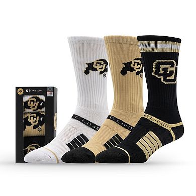 Unisex Strideline Colorado Buffaloes Premium Knit Crew Socks Three-Pack
