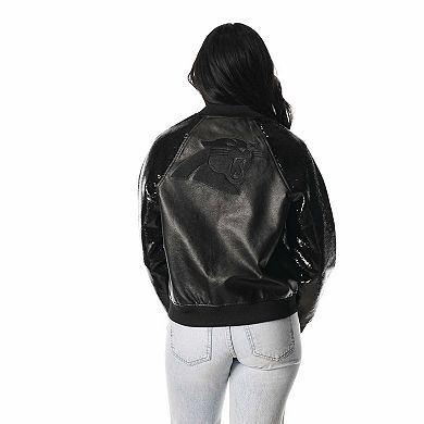 Women's The Wild Collective Black Carolina Panthers Sequin Full-Zip Jacket