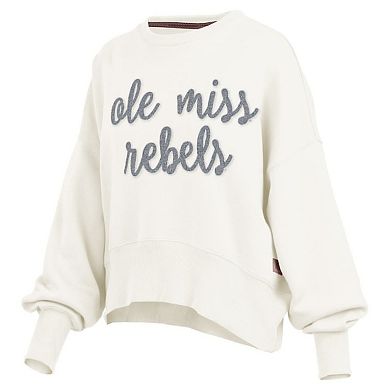 Women's Pressbox Cream Ole Miss Rebels Chelsea Oversized Pullover Sweatshirt