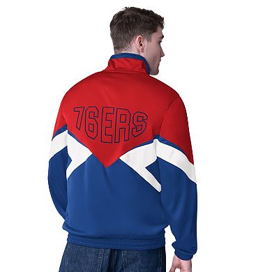 Men's Starter Red/Royal Philadelphia 76ers Rush Applique Full-Zip Track Jacket