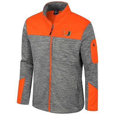 Men's Colosseum Gray/Orange Miami Hurricanes Guard Full-Zip Jacket
