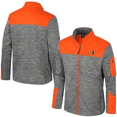 Men's Colosseum Gray/Orange Miami Hurricanes Guard Full-Zip Jacket