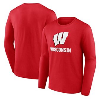 Men's Red Wisconsin Badgers Evergreen Cotton Team Lockup Long Sleeve T-Shirt