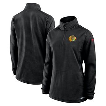 Women's Fanatics Black Chicago Blackhawks Authentic Pro Rink Lightweight Quarter-Zip Pullover Sweatshirt
