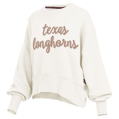 Women's Pressbox Cream Texas Longhorns Chelsea Oversized Pullover Sweatshirt