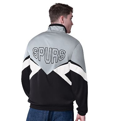 Men's Starter Silver/Black San Antonio Spurs Rush Applique Full-Zip Track Jacket