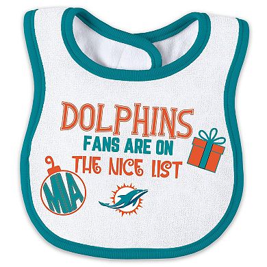 Newborn & Infant WEAR by Erin Andrews Miami Dolphins Allover Print Full-Zip Sleeper & Bib Set