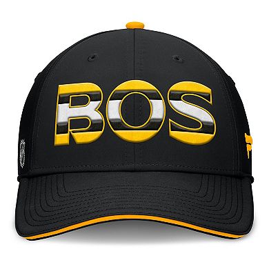 Men's Fanatics Black/Gold Boston Bruins Authentic Pro Rink Team Code Flex Hat