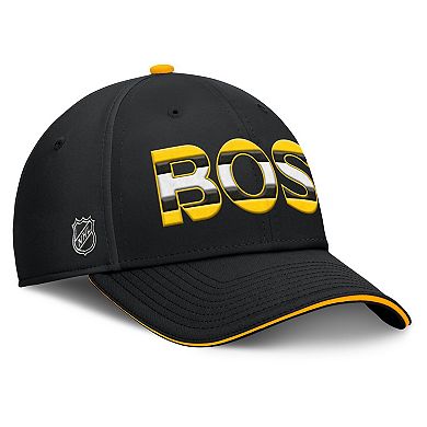 Men's Fanatics Black/Gold Boston Bruins Authentic Pro Rink Team Code Flex Hat