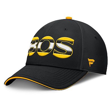 Men's Fanatics Black/Gold Boston Bruins Authentic Pro Rink Team Code Flex Hat