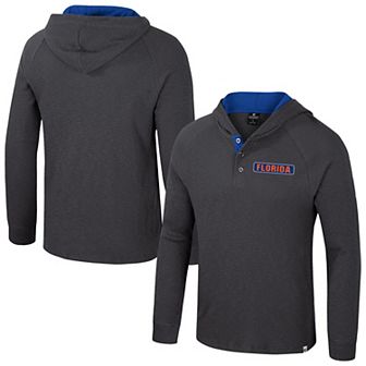 Men's Colosseum Charcoal Florida Gators Dujour Ralgan Long Sleeve Henley Hoodie T-Shirt