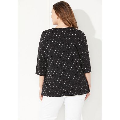 Catherines Women's Plus Size Suprema Strappy Neckline Top