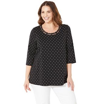 Catherines Women's Plus Size Suprema Strappy Neckline Top