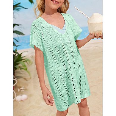 Girls Swim Cover Up Crochet Swimsuits Kids Swimwear Beachwear Tops