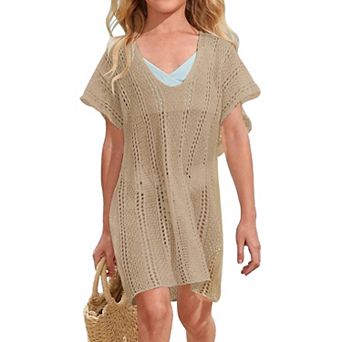 Girls Swim Cover Up Crochet Swimsuits Kids Swimwear Beachwear Tops