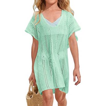 Girls Swim Cover Up Crochet Swimsuits Kids Swimwear Beachwear Tops