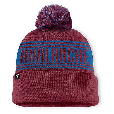 Men's Fanatics Burgundy Colorado Avalanche Fundamental Cuffed Knit Hat with Pom