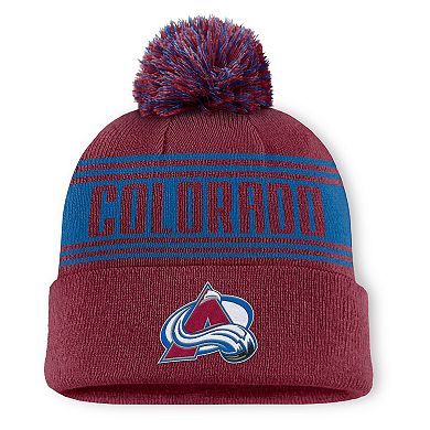 Men's Fanatics Burgundy Colorado Avalanche Fundamental Cuffed Knit Hat with Pom