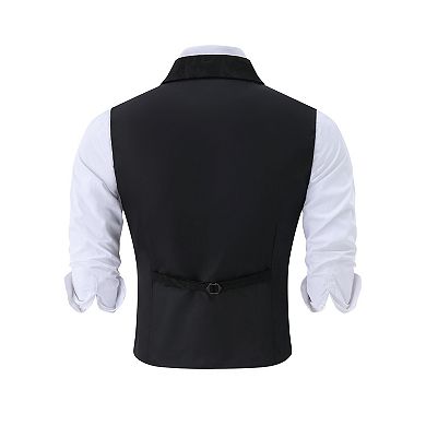 Men's Paisley Suit Vest and Tie Set Classic Floral Necktie Pocket Square Gothic Waistcoat for Tuxedo