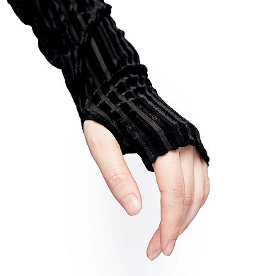 Open Shoulder Stripe Velvet Top