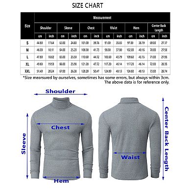Men's Stretch Muscle Tshirts Turtleneck Long Sleeve Knit Tees Casual Slim Fit Basic Shirt Tops