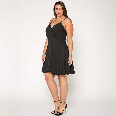 Plus Size V Neck Spaghetti Strap Cocktail Dress