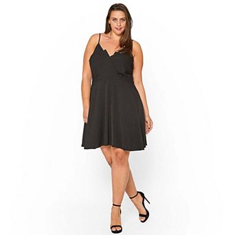 Plus Size V Neck Spaghetti Strap Cocktail Dress
