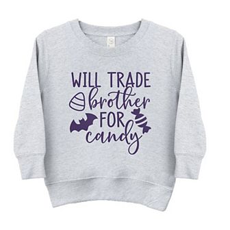 Will Trade Brother For Candy Raised Print Toddler Graphic Sweatshirt