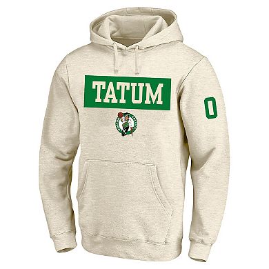 Men's Profile Jayson Tatum Cream Boston Celtics Big & Tall Player Double Face Tri-Blend Pullover Hoodie