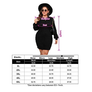 Women Plus Size Long Sleeve Knit Stretchable Slim Sweater Bodycon Midi Pullover Sweater Dress