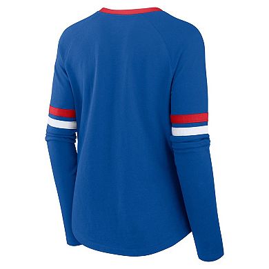 Women's Fanatics Royal Buffalo Bills Plus Size Lace-Up V-Neck Long Sleeve T-Shirt