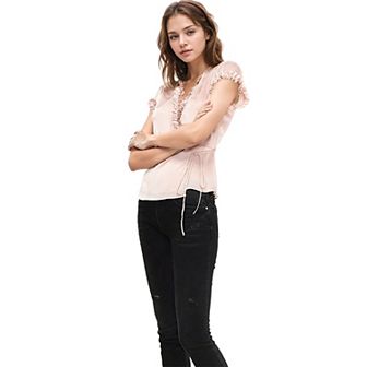 Women's Ruffle Trim Wrap Blouse