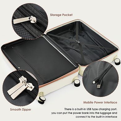 Merax Hardshell Luggage Sets 3 Piece Suitcase With Spinner Wheels