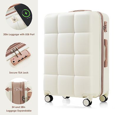 Merax Hardshell Luggage Sets 3 Piece Suitcase With Spinner Wheels