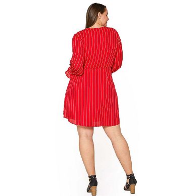 Plus Size Smocked Bell Sleeve Wrap Dress